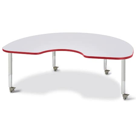 Jonti-Craft Berries Kidney Activity Table, 48 in. x 72 in., Mobile, Freckled Gray/Red/Gray 6423JCM008